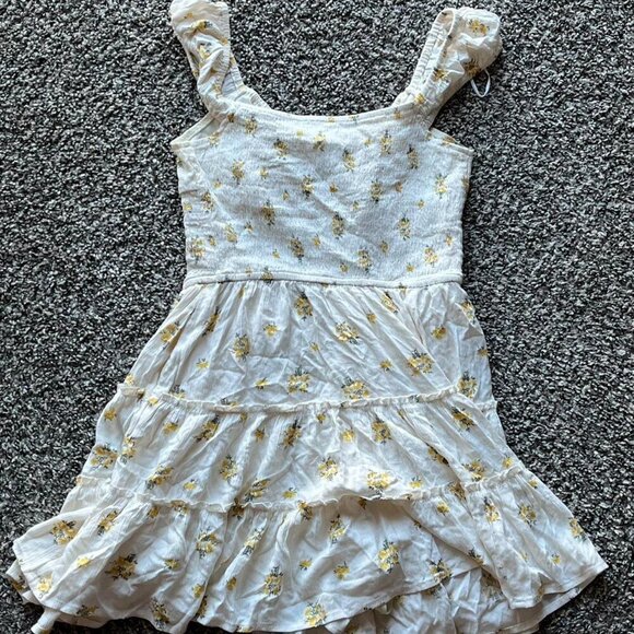 Aeropostale Floral Mini Dress Womens Medium White And Yellow Flower Flowy Dress - Picture 5 of 8
